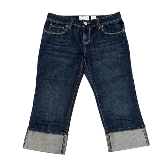 Youth Old Navy 14 Regular XL Cropped Pants Jeans Blue Denim Rolled Hem NWOT - Picture 3 of 9